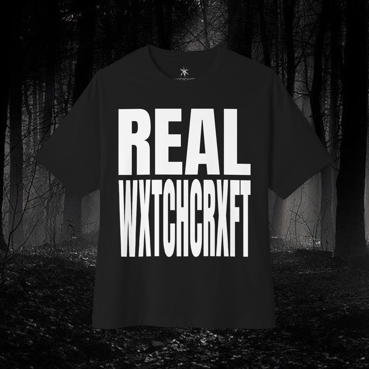 Witchcraft Tee — "REAL WXTCHCRXFT" Bold Graphic Boxy Shirt