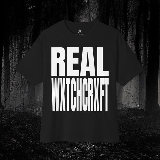 Witchcraft Tee — "REAL WXTCHCRXFT" Bold Graphic Boxy Shirt